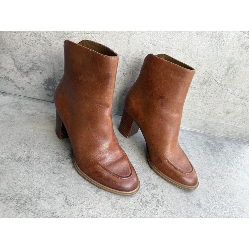 Aerosoles City Council Women’s Dark Tan Leather Ankle Boots Zip Size 7M